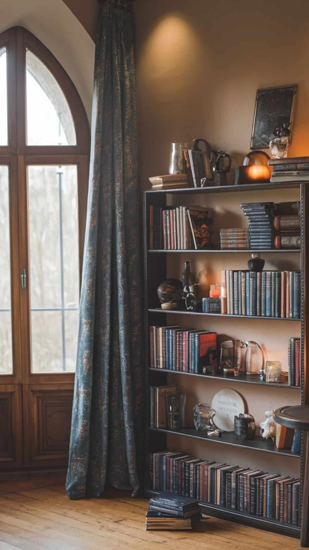 witchy bedroom book shelves