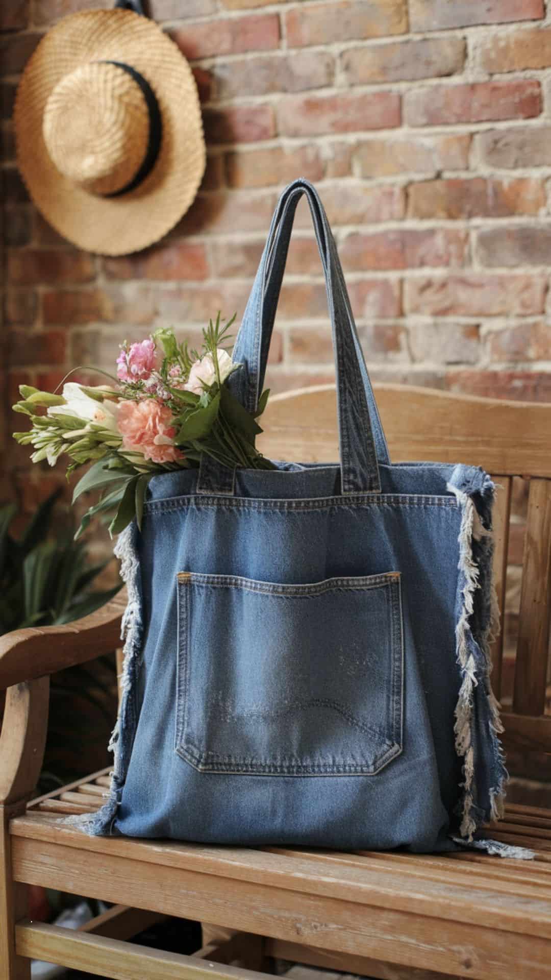 denim tote bag
