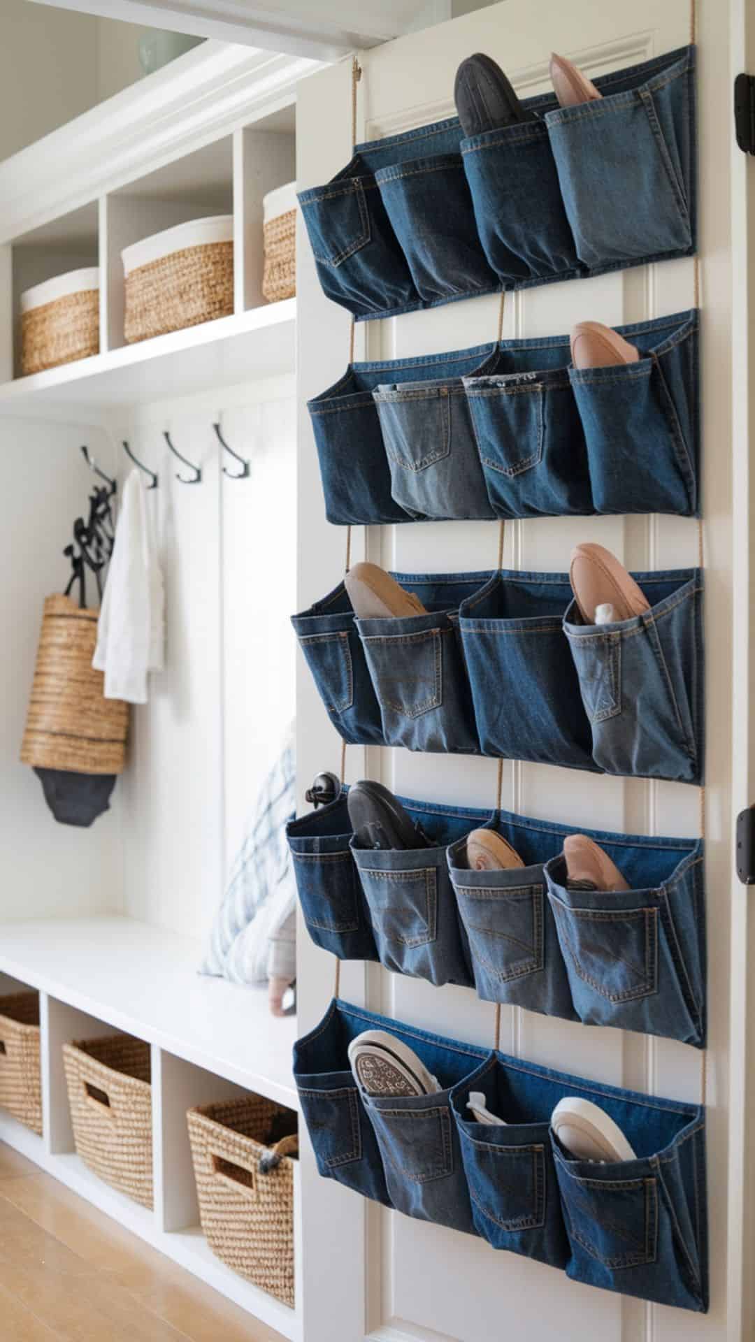 denim shoe organizer
