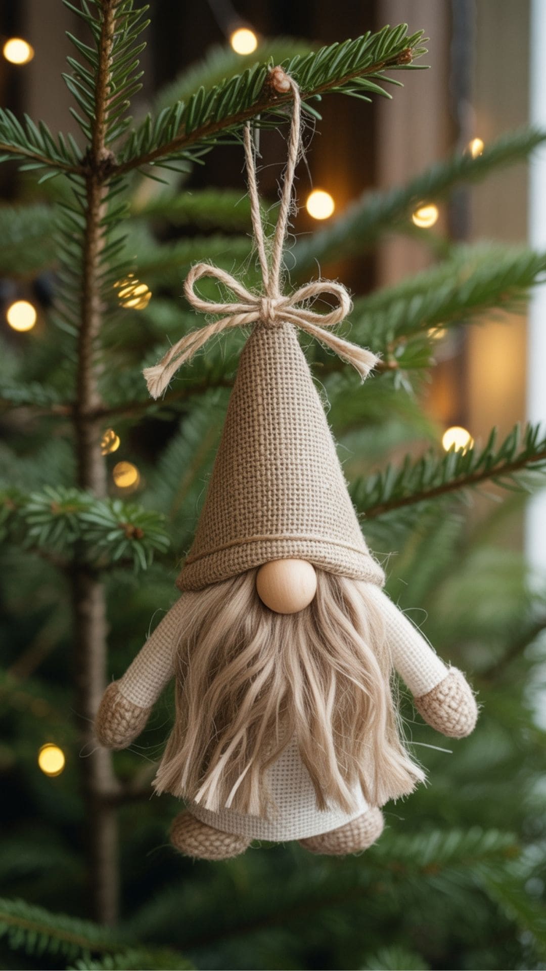 burlap and twine gnome