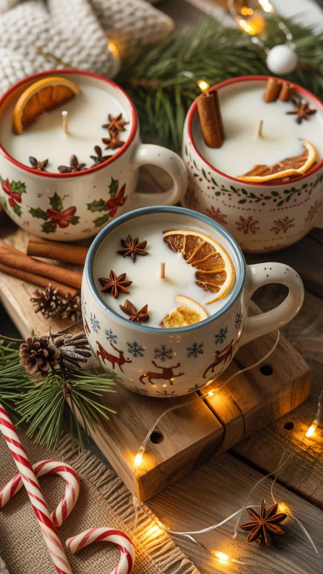 christmas mug candles