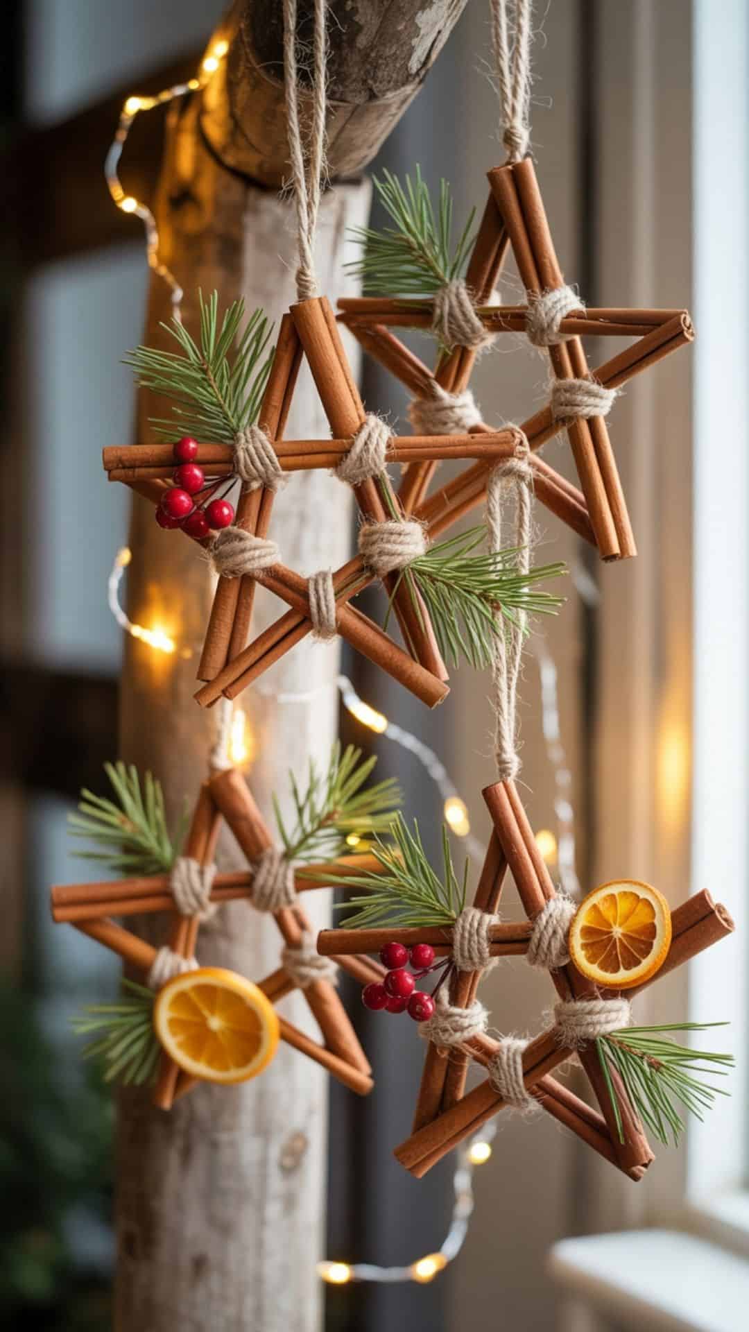 cinnamon stick star ornaments