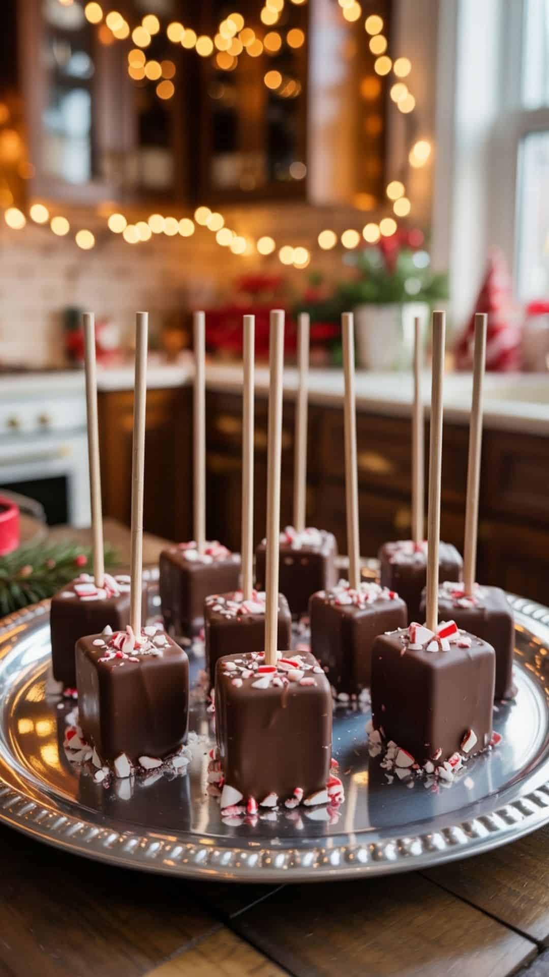 hot cocao peppermint swirls on stick