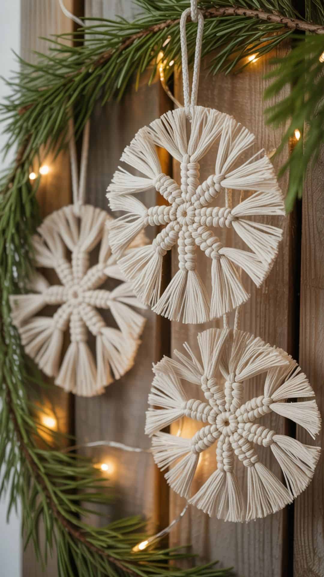 macrame snowflake ornaments
