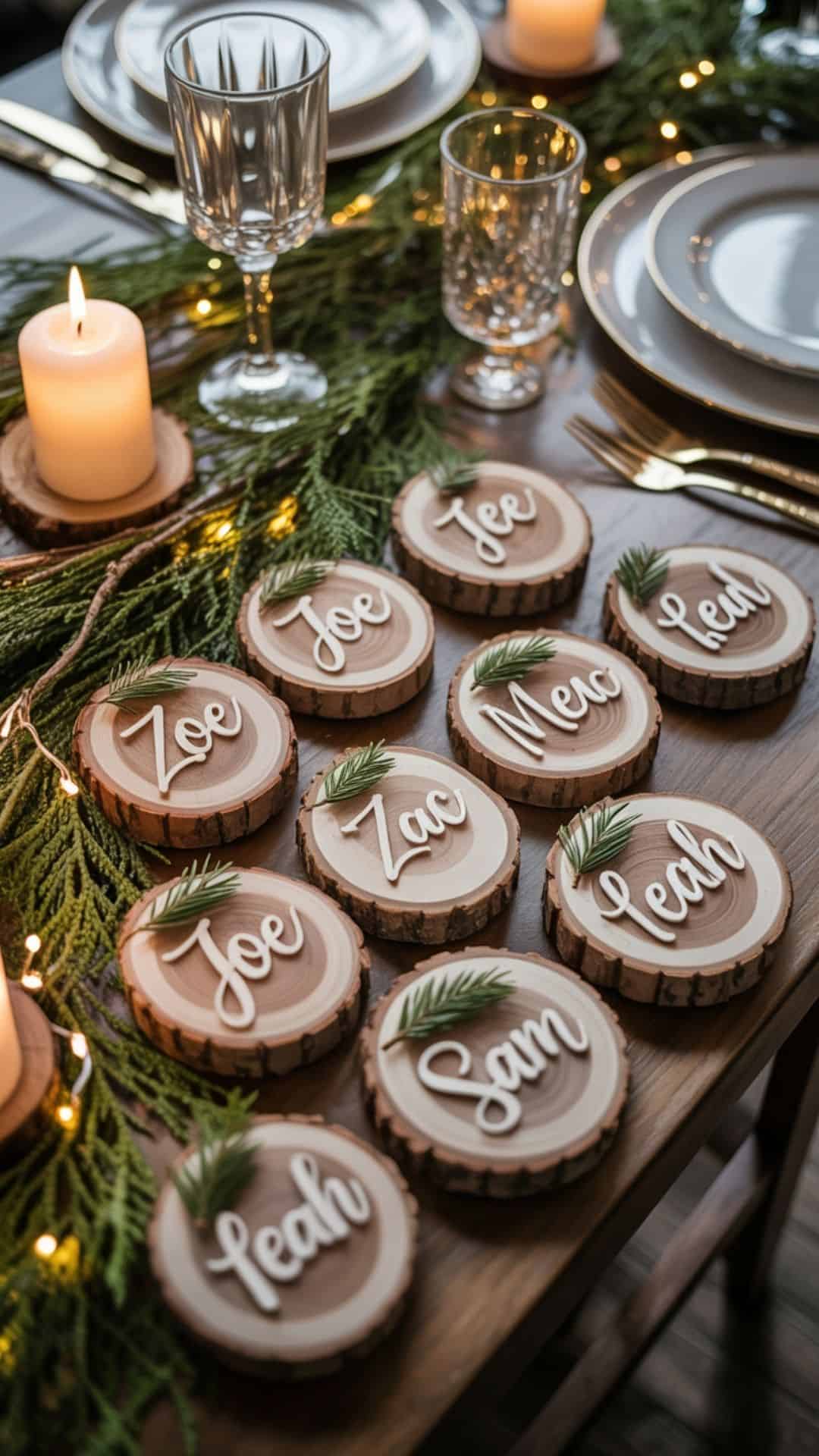 mini wood slice place cards