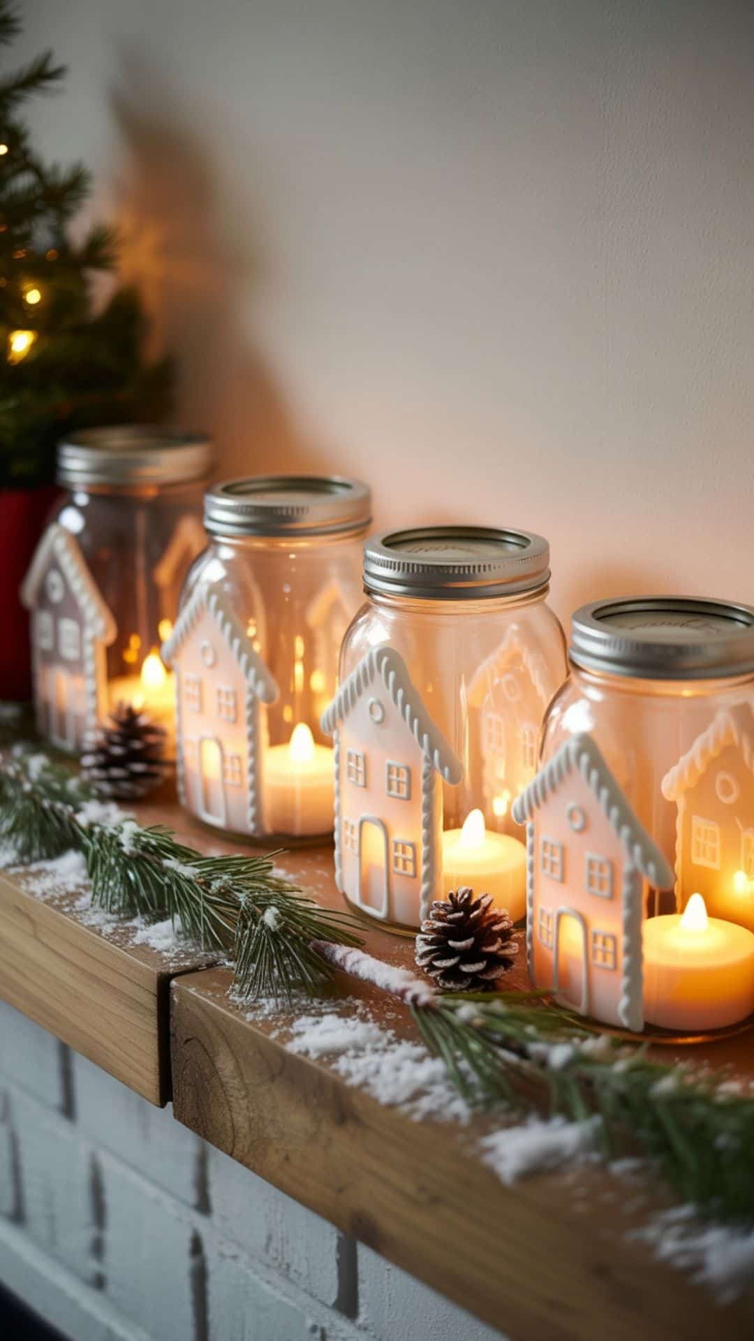 painted gingerbread house jars