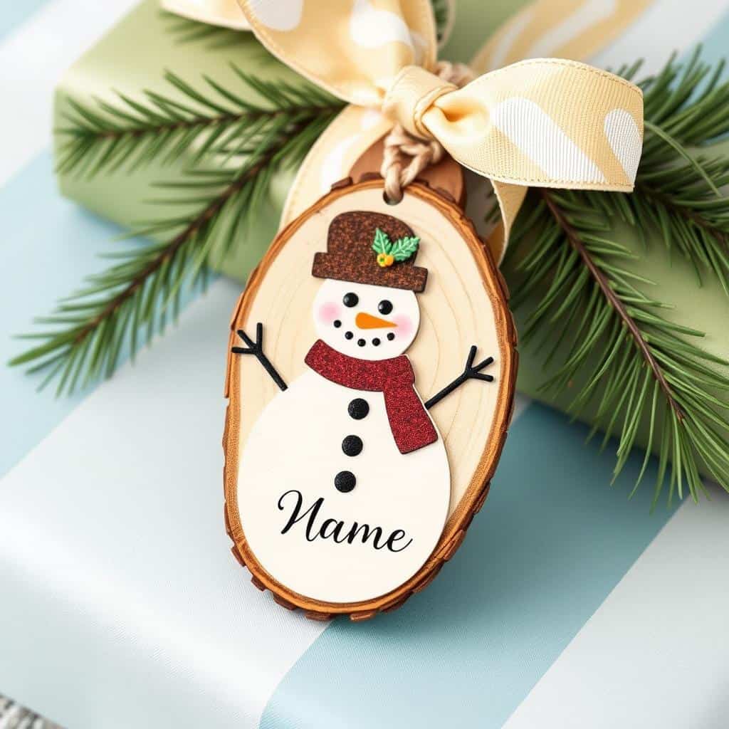 personalized gift tag snowman