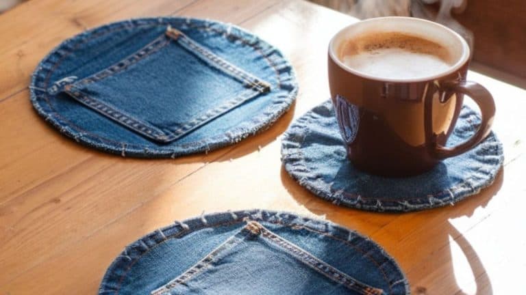 homemade diy denim coasters