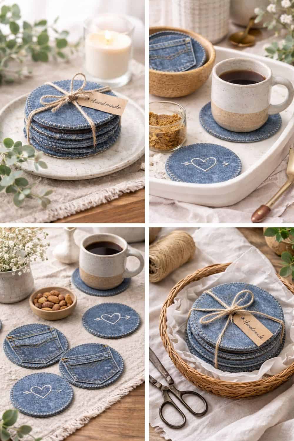 DIY project denim coasters