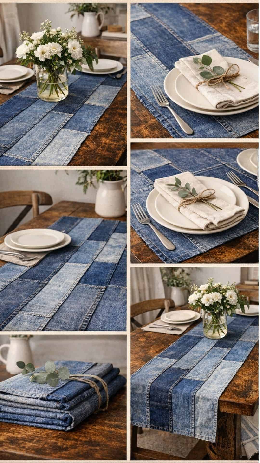 diy recycled denim table runners