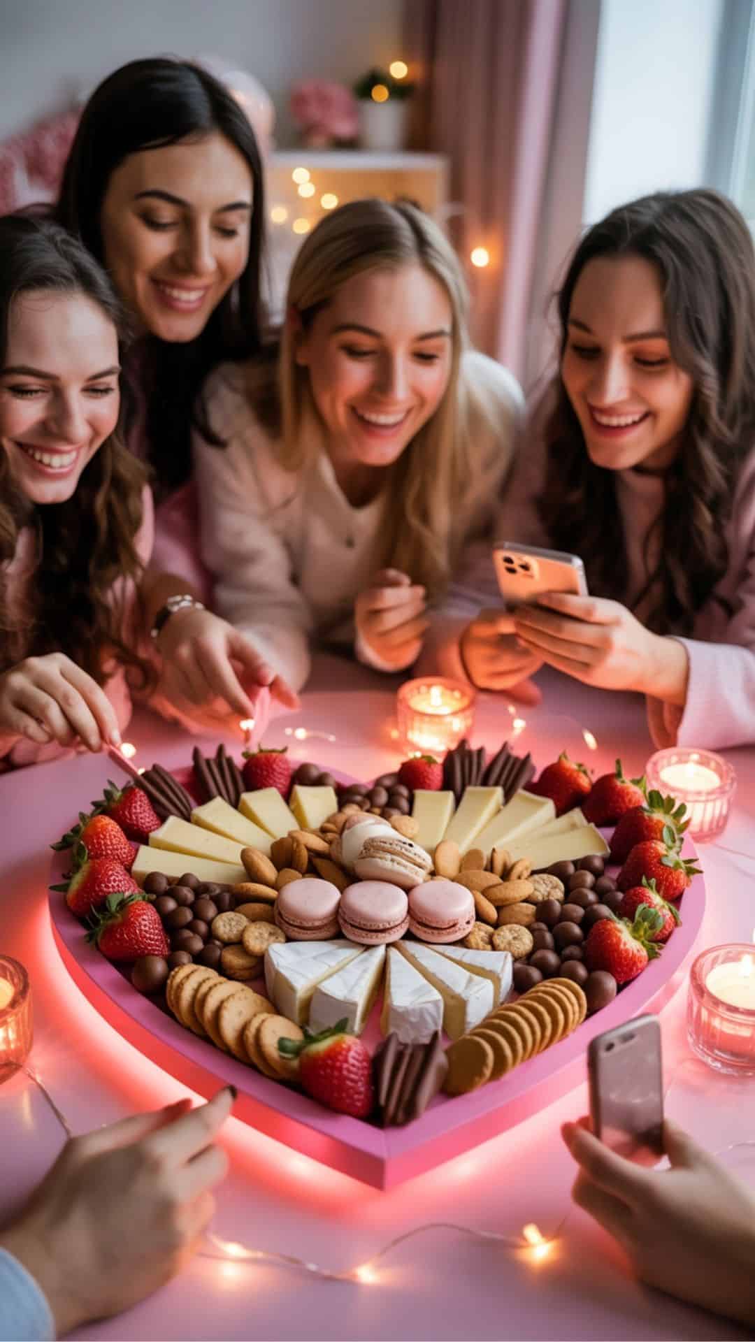 galentines day heart charcuterie board