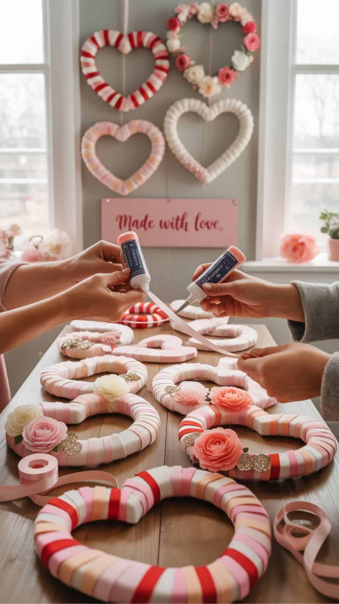 galentines day loop heart wreath