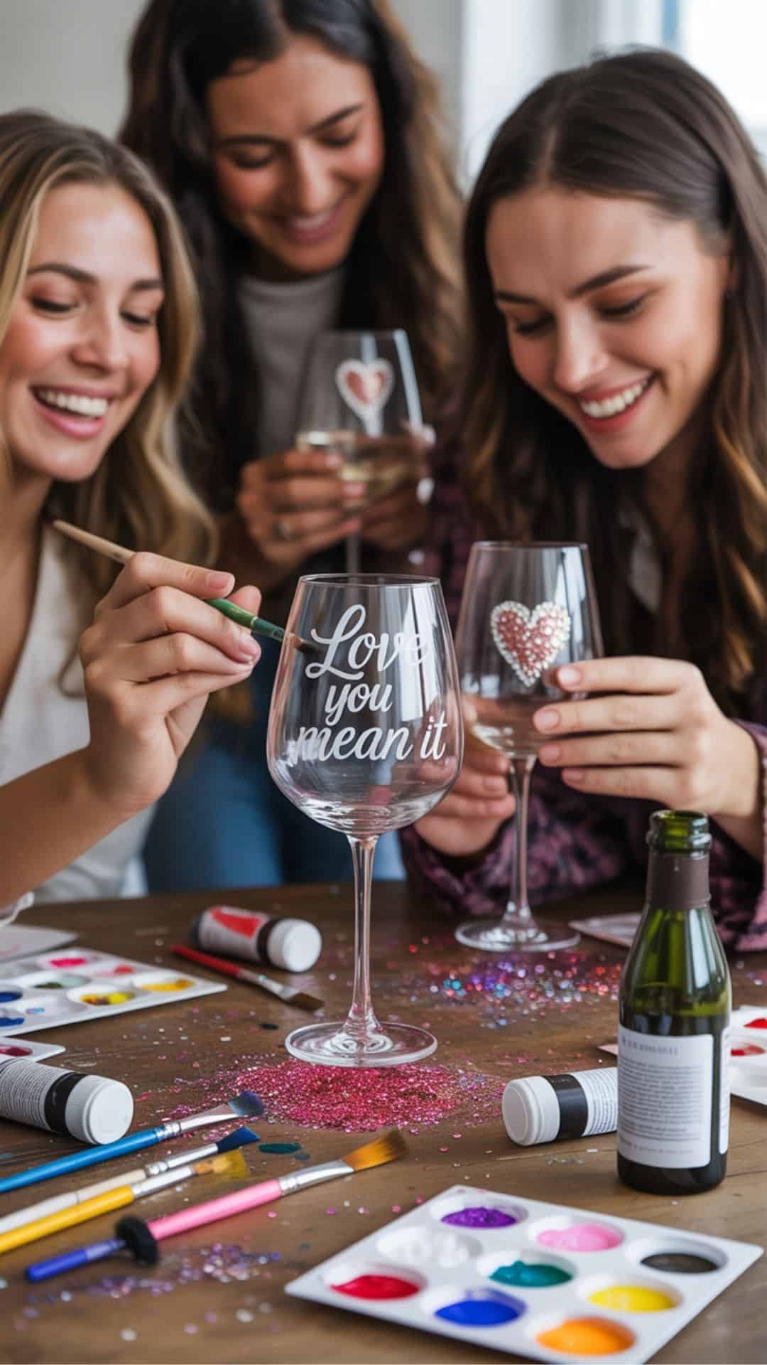 galentines day painted glassware