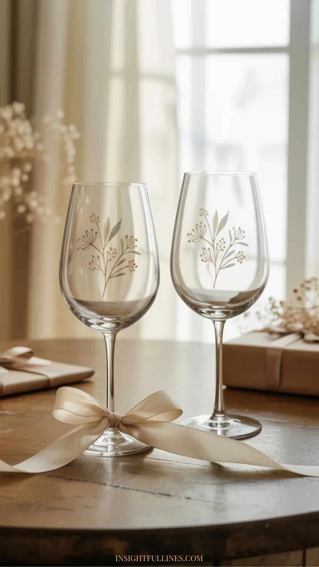 diy hand painted wine glasses and gift box