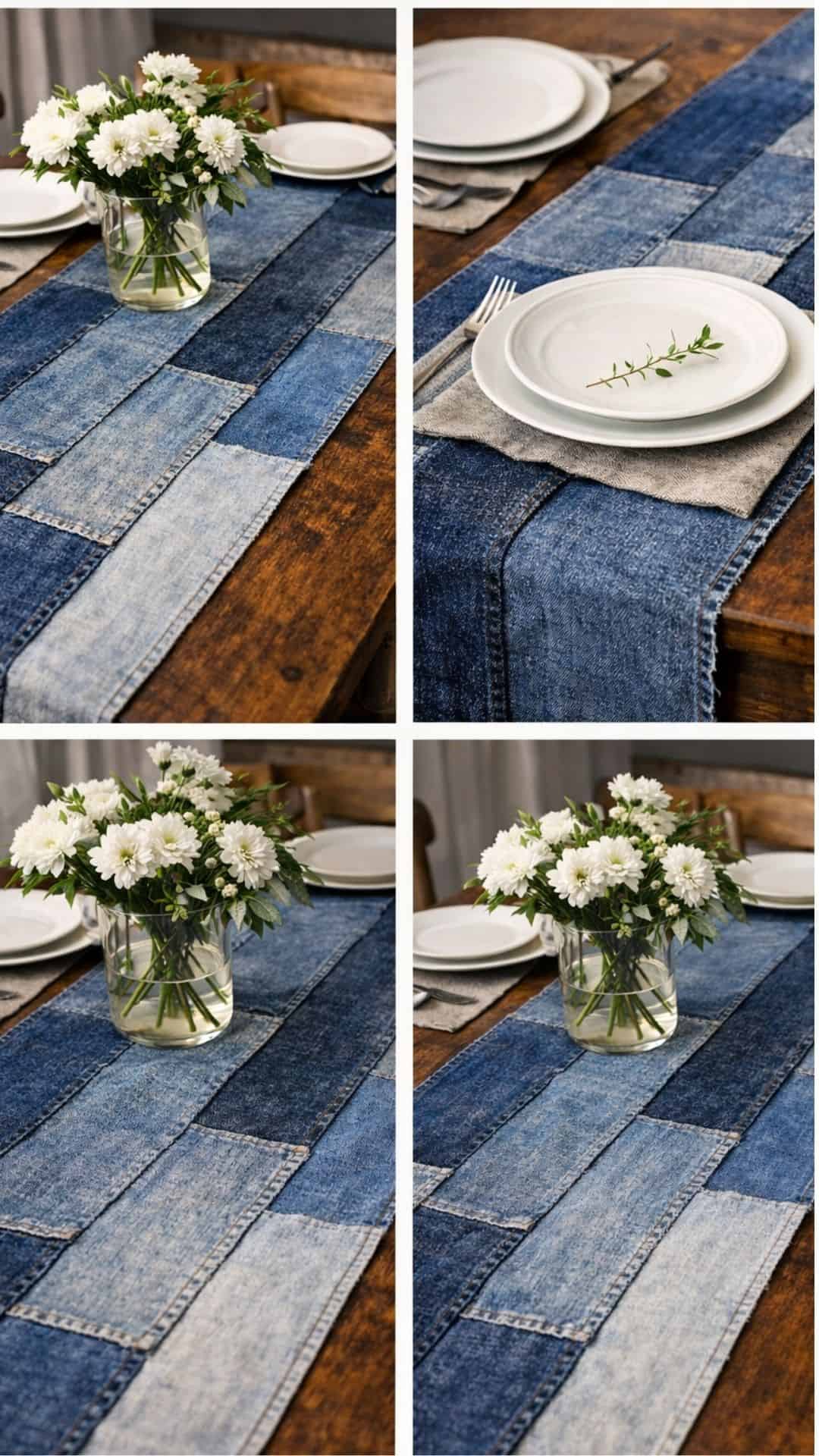 recycled denim table runners
