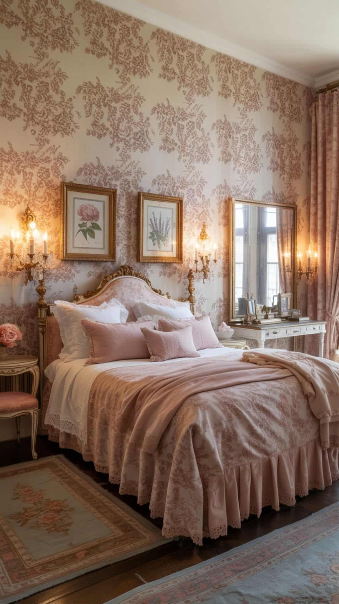 romantic shabby chic bedrooms vintage wallpaper 1